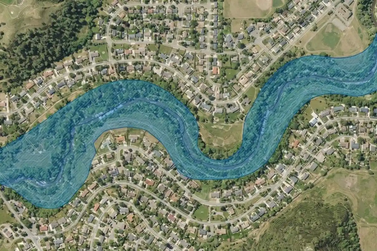 Flood zone mapping near a montgomery county stream