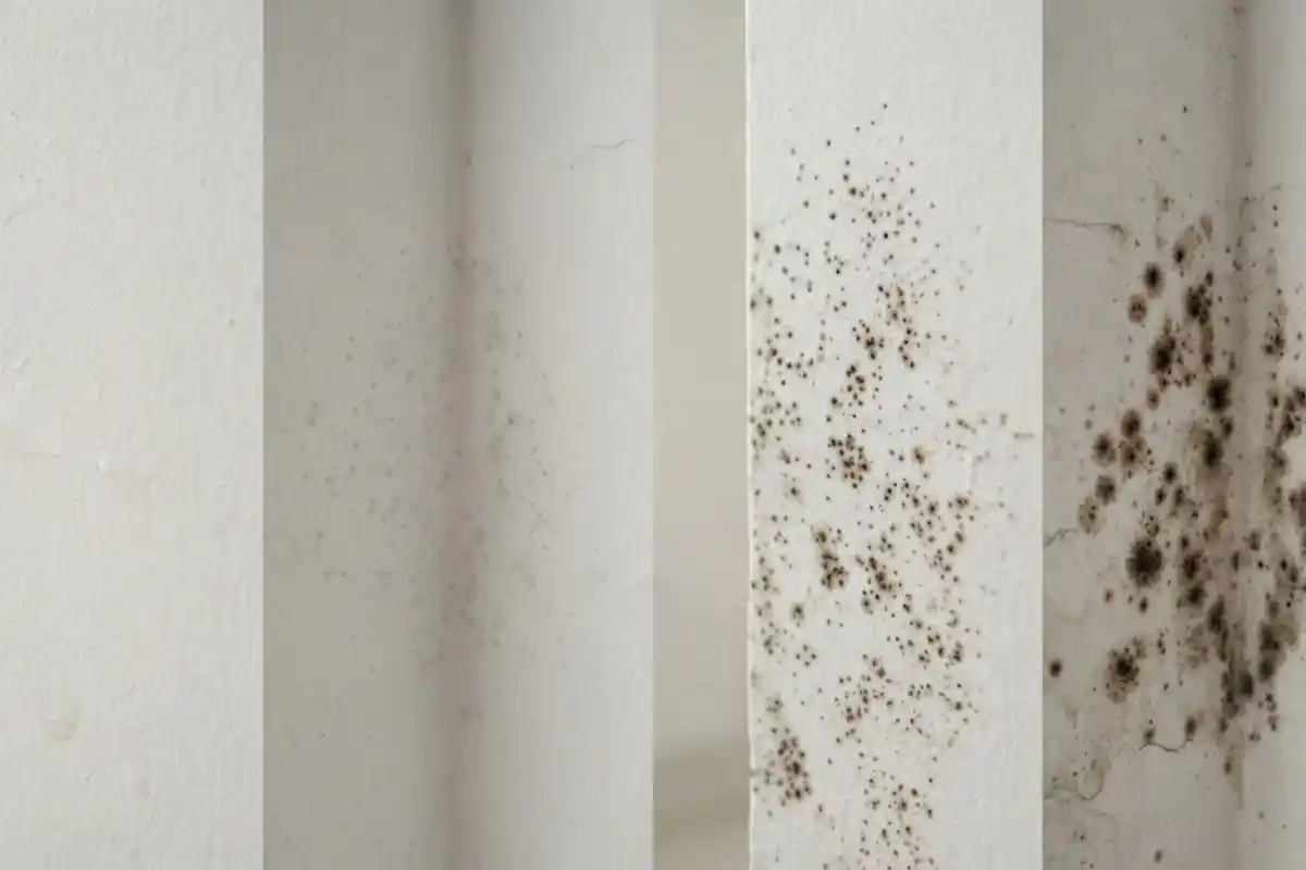Early mold growth on a damp wall surface